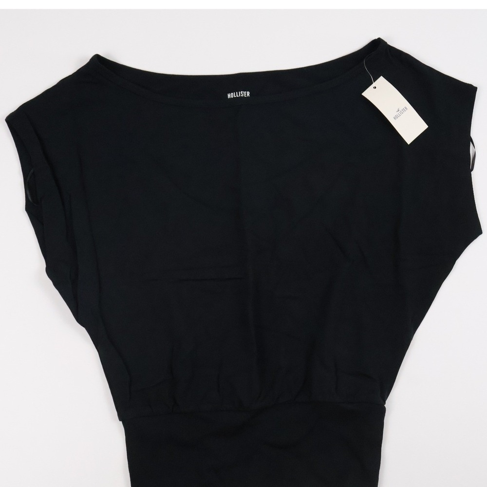 Hollister Top Dolman Sleeve Boat Neck Black Solid Medium NWT